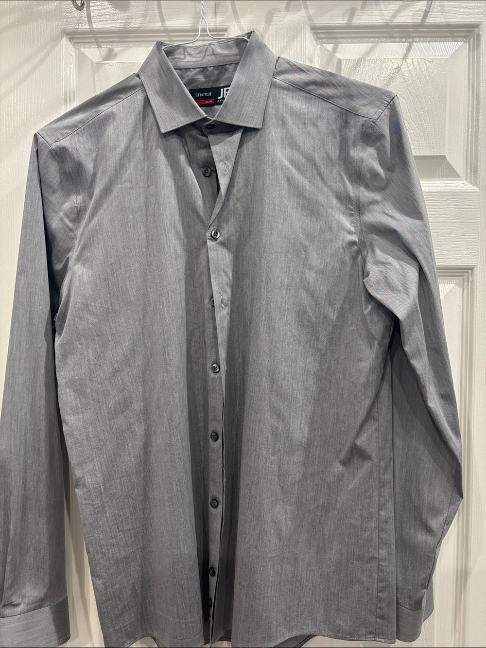 jf j.ferrar Men's Gray Long-Sleeve Dress Shirt